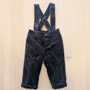 Janie and Jack Black Velvet Overalls